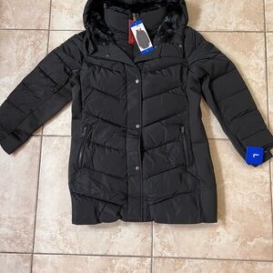 Andrew Marc Charcoal Hooded Puffer Jacket